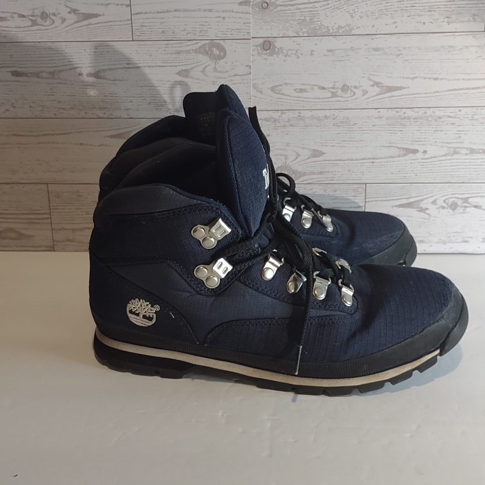 Timberland Euro Mens 8.5 Hiker Boots Navy Blue - Picture 3 of 7